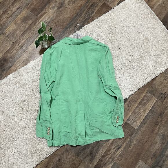 LOFT Small Polished Oversized Cactus Green Linen Blend Relaxed Tailored Blazer - Picture 5 of 5